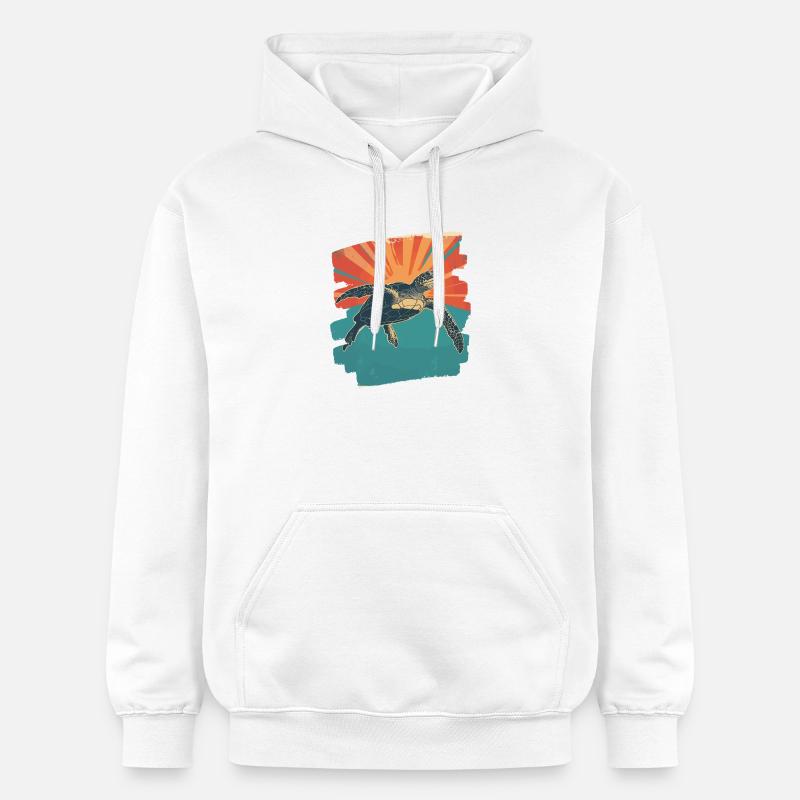 Tortue de mer rétro - Sweat à capuche Softstyle® Gildan Unisexe - blanc