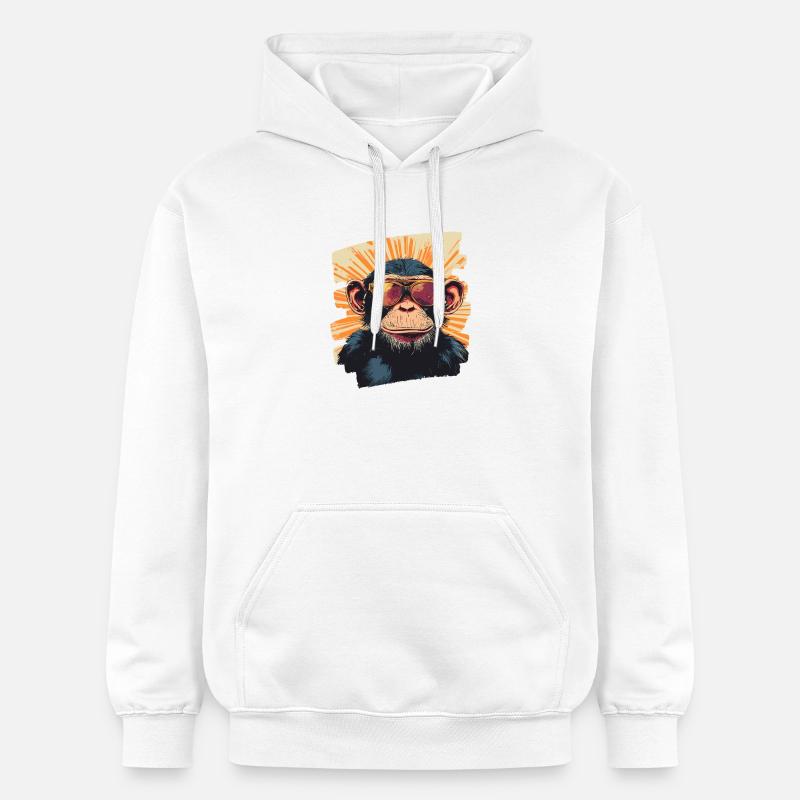 Singe Rétro - Sweat à capuche Softstyle® Gildan Unisexe - blanc