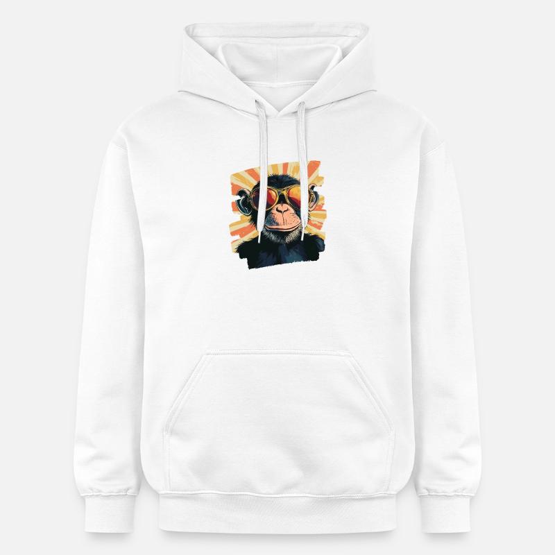 Singe Rétro - Sweat à capuche Softstyle® Gildan Unisexe - blanc
