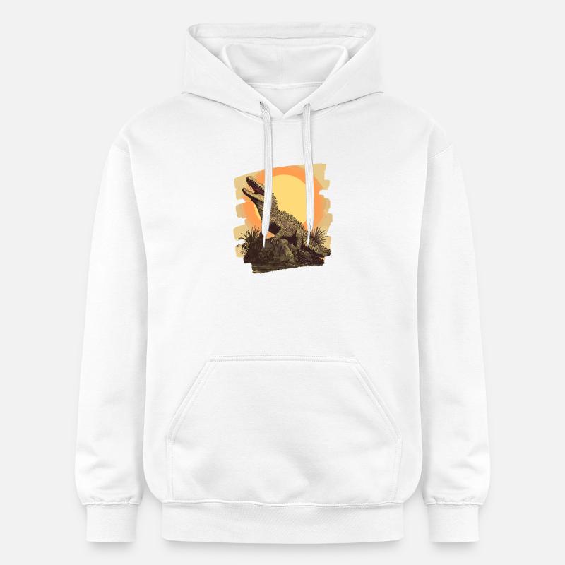 Krokodil Retro - Gildan Unisex Softstyle® Midweight Hoodie - Weiß