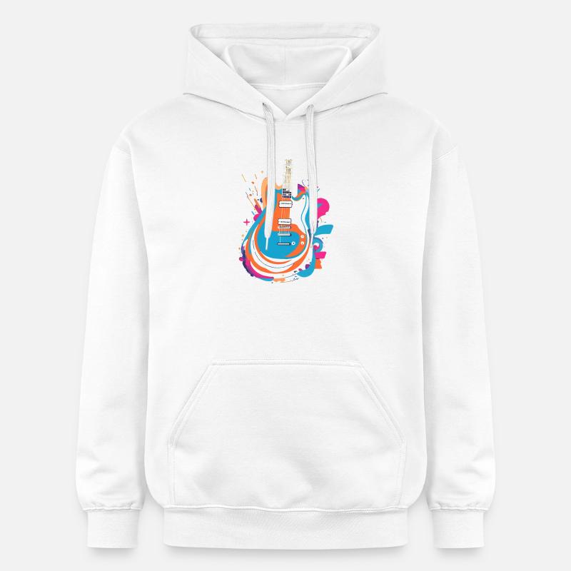 Bunte E-Gitarre - Gildan Unisex Softstyle® Midweight Hoodie - Weiß