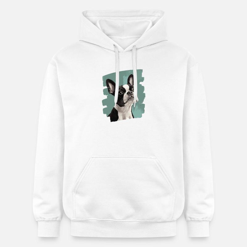 Boston Terrier - Sweat à capuche Softstyle® Gildan Unisexe - blanc