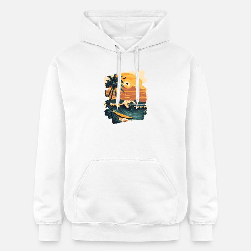 Plage d’Hawaï - Sweat à capuche Softstyle® Gildan Unisexe - blanc