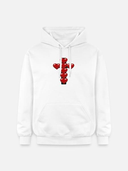 Heart Hearts Cross Crosses Crucifix - Gildan Unisex Softstyle® Midweight Hoodie - white