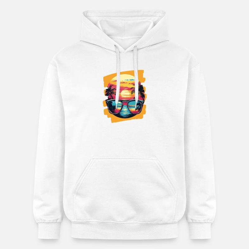 Lunettes de soleil Palmiers d’été - Sweat à capuche Softstyle® Gildan Unisexe - blanc
