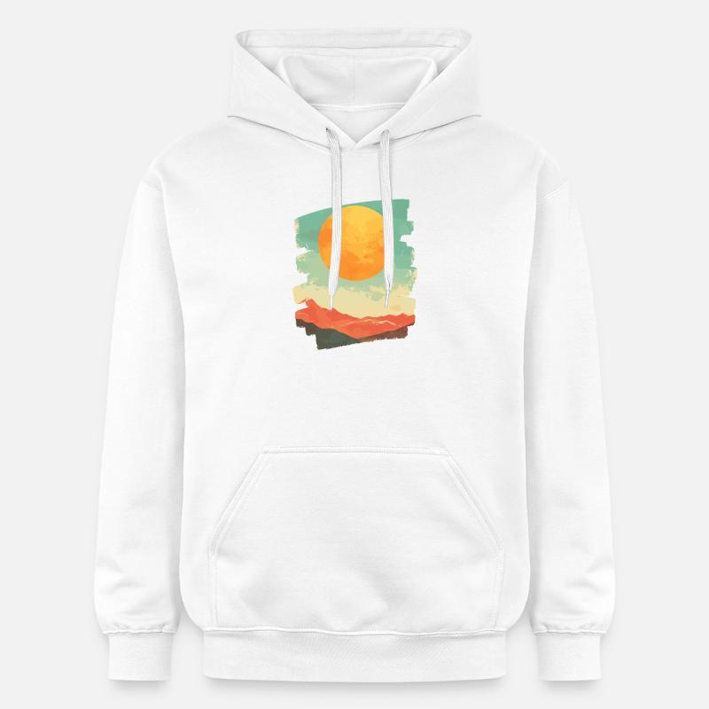 Soleil d’été Coucher de soleil - Sweat à capuche Softstyle® Gildan Unisexe - blanc