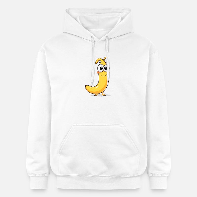 Banane ludique avec de grands yeux - Sweat à capuche Softstyle® Gildan Unisexe - blanc