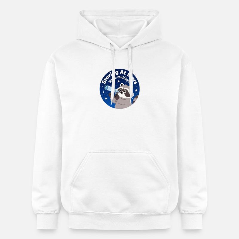 Ours de nuit avec télescope - Sweat à capuche Softstyle® Gildan Unisexe - blanc