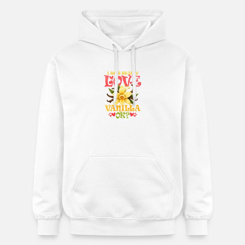 Illustration d'une fleur de vanille aimante - Sweat à capuche Softstyle® Gildan Unisexe - blanc