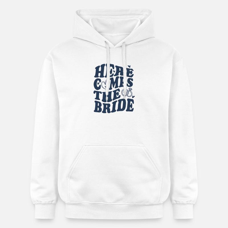 Here Comes the Bride – Mariage - Sweat à capuche Softstyle® Gildan Unisexe - blanc