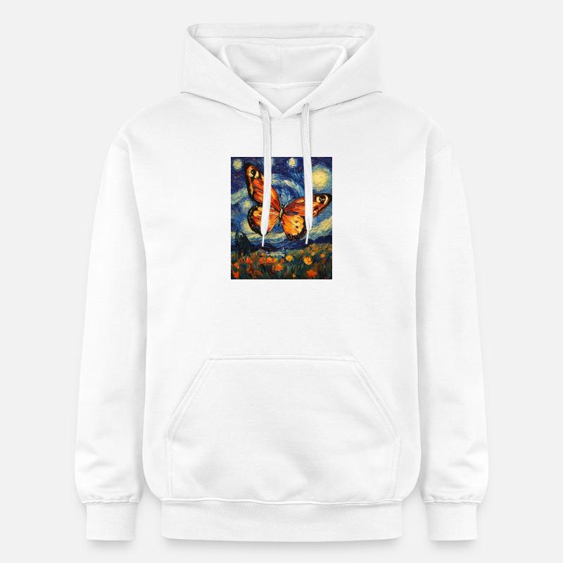 Papillon étoilé style Van Gogh - Sweat à capuche Softstyle® Gildan Unisexe - blanc