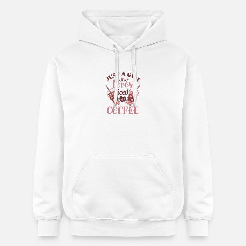 Fille qui aime le café glacé - Sweat à capuche Softstyle® Gildan Unisexe - blanc