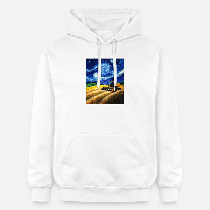moissonneuse-batteuse fermier style van gogh étoilé - Sweat à capuche Softstyle® Gildan Unisexe - blanc