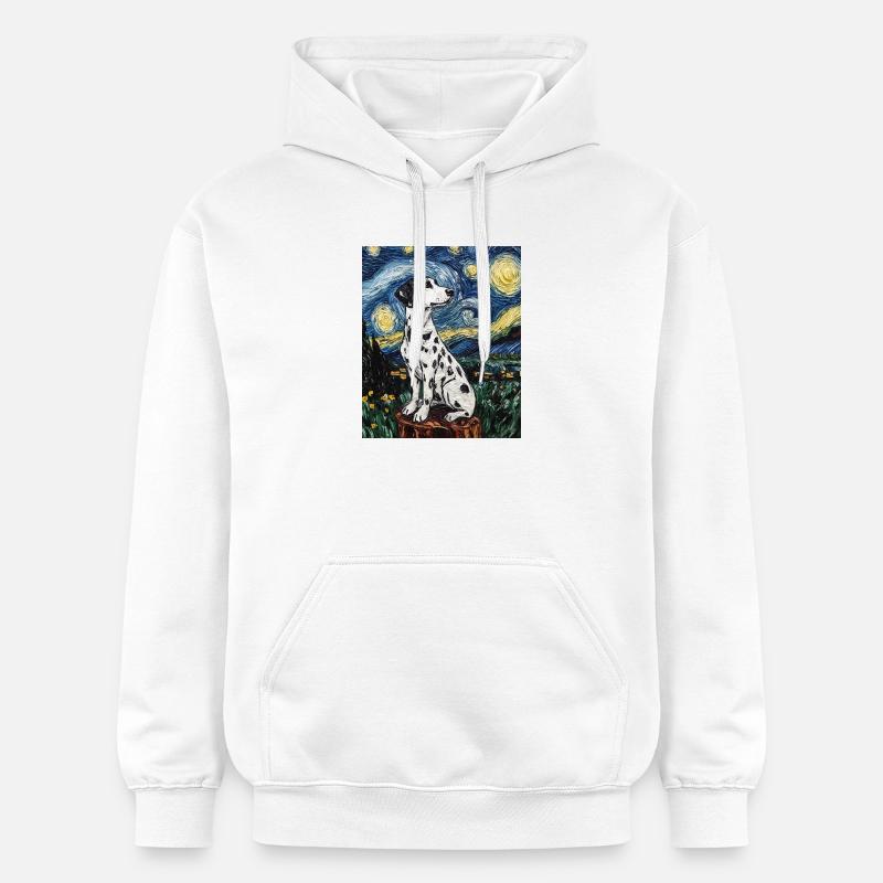 Chien Dalmatien Style Van Gogh Étoilé - Sweat à capuche Softstyle® Gildan Unisexe - blanc