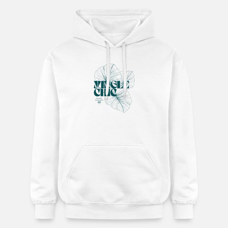 Botanical Jungle Monstera Leaf Pattern Design - Gildan Unisex Softstyle® Midweight Hoodie - white