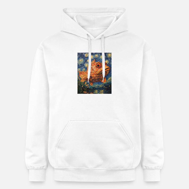 Poisson à la Van Gogh - Sweat à capuche Softstyle® Gildan Unisexe - blanc