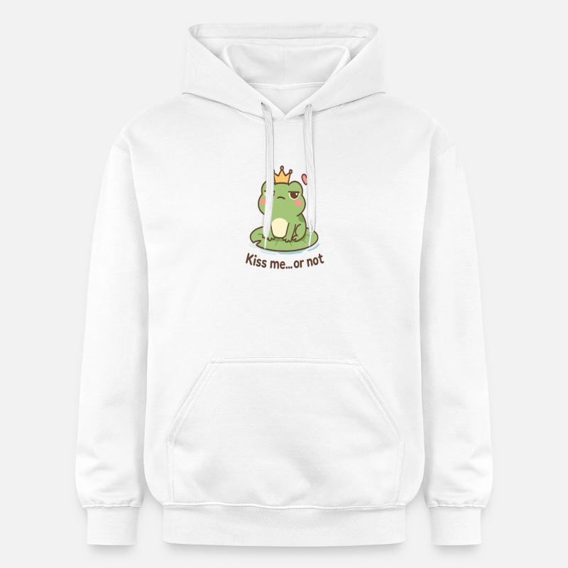 Kussfrosch König – Küss mich oder nicht - Gildan Unisex Softstyle® Midweight Hoodie - Weiß