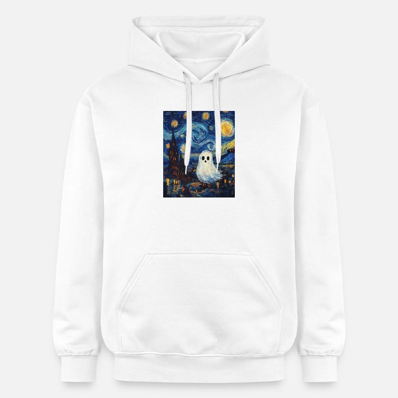 Fantôme Van Gogh Style Nuit étoilée - Sweat à capuche Softstyle® Gildan Unisexe - blanc
