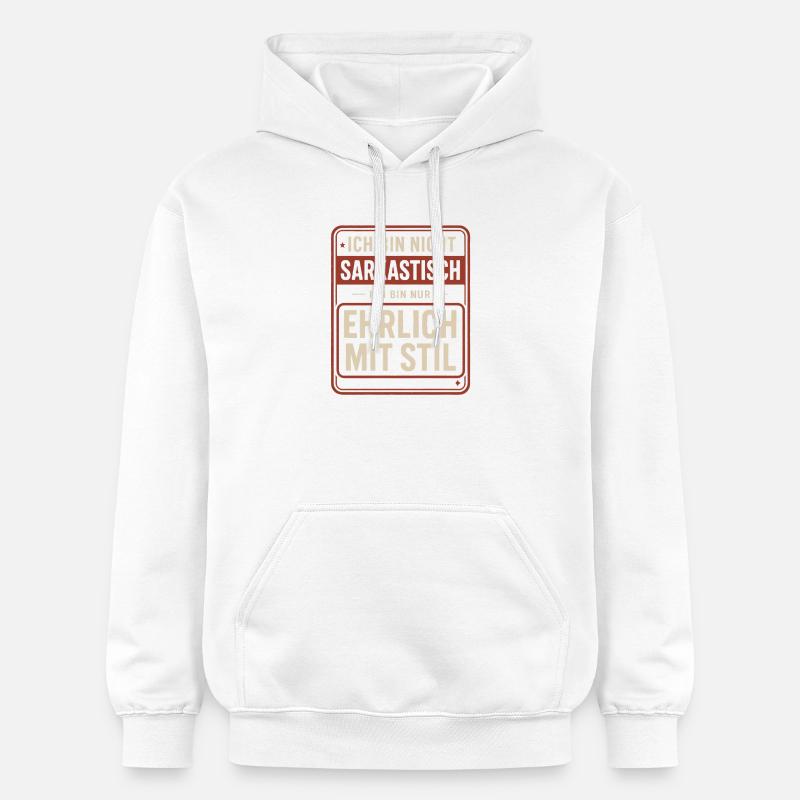Nicht sarkastisch – ehrlich mit Stil Spruch - Gildan Unisex Softstyle® Midweight Hoodie - Weiß
