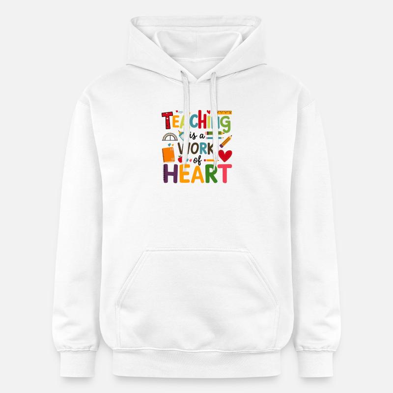 L’enseignement est un travail de cœur - Sweat à capuche Softstyle® Gildan Unisexe - blanc