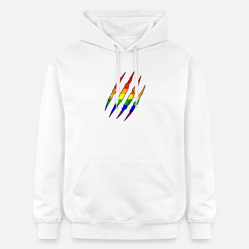 Pride Claw arc-en-ciel Statement Scratch Trace - Sweat à capuche Softstyle® Gildan Unisexe - blanc
