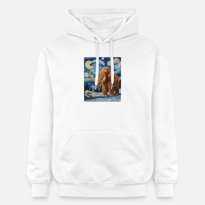 Mammouth Van Gogh Nuit étoilée - Sweat à capuche Softstyle® Gildan Unisexe - blanc