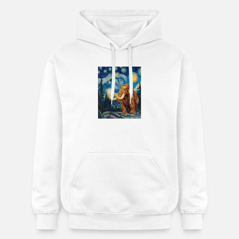 Mammouth Van Gogh Nuit étoilée - Sweat à capuche Softstyle® Gildan Unisexe - blanc