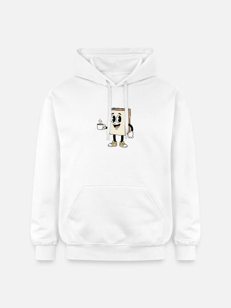 Cartoon Book Coffee Lover Reading - Gildan Unisex Softstyle® Midweight Hoodie - white