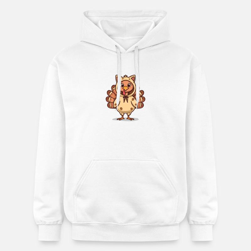 Drôle de chat de dinde Thanksgiving - Sweat à capuche Softstyle® Gildan Unisexe - blanc