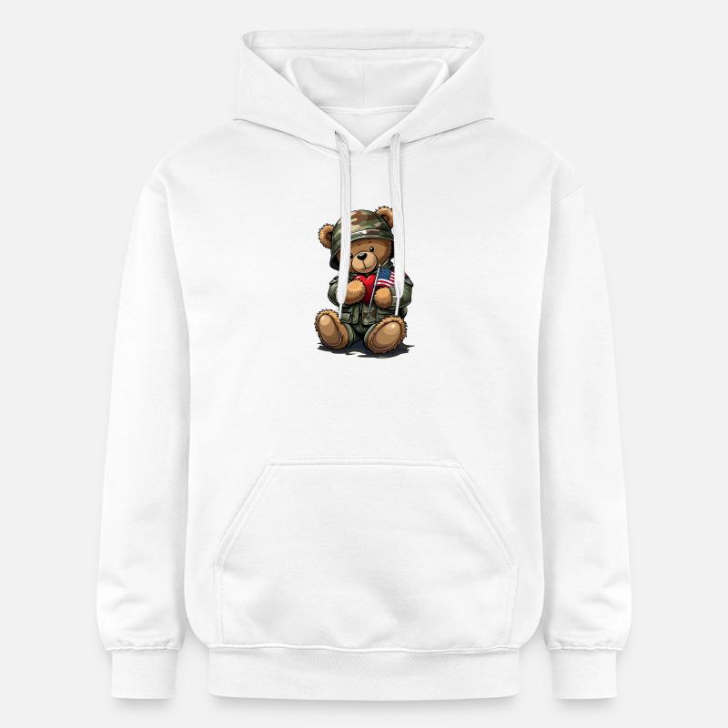 Ours camouflage avec cœur et drapeau - Sweat à capuche Softstyle® Gildan Unisexe - blanc