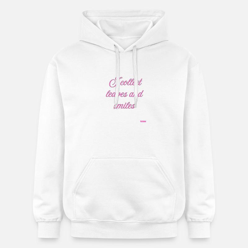 Feuilles et sourires rose script - Sweat à capuche Softstyle® Gildan Unisexe - blanc