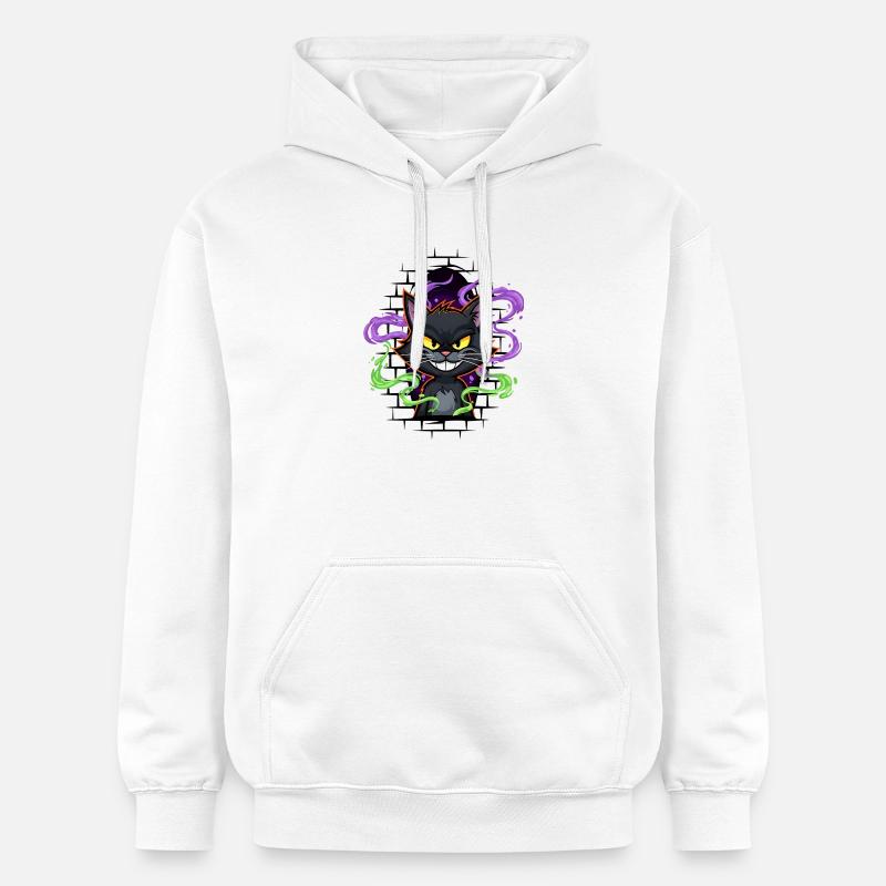 Graffiti chat néon - Sweat à capuche Softstyle® Gildan Unisexe - blanc