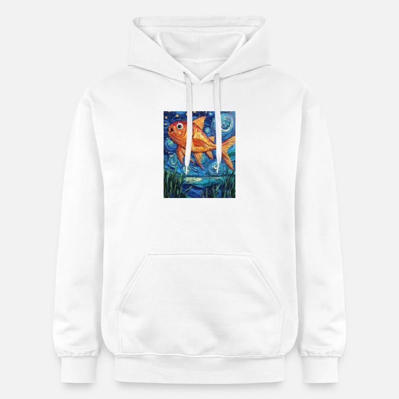 Poisson Rouge Poisson Style Van Gogh - Sweat à capuche Softstyle® Gildan Unisexe - blanc