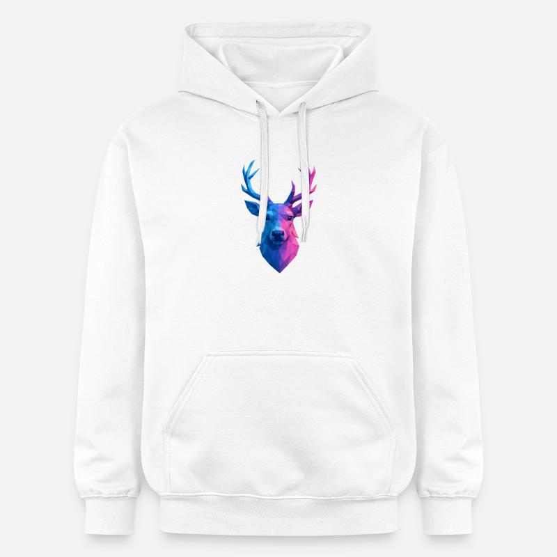 Renne de Noël Low Poly - Sweat à capuche Softstyle® Gildan Unisexe - blanc