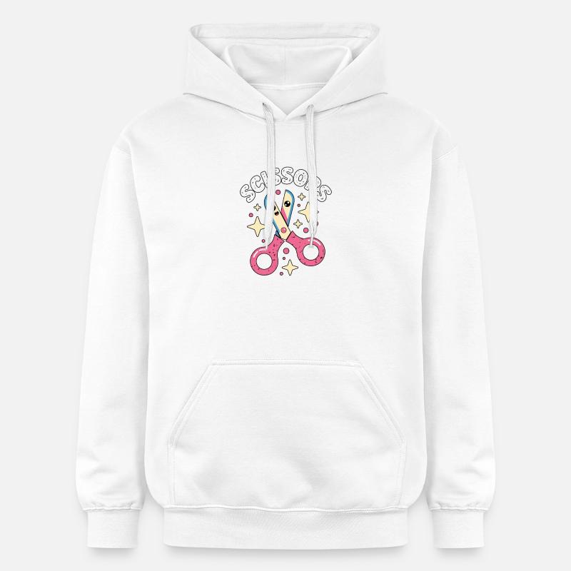 Ciseaux Pierre Papier Kawaii Ciseaux - Sweat à capuche Softstyle® Gildan Unisexe - blanc