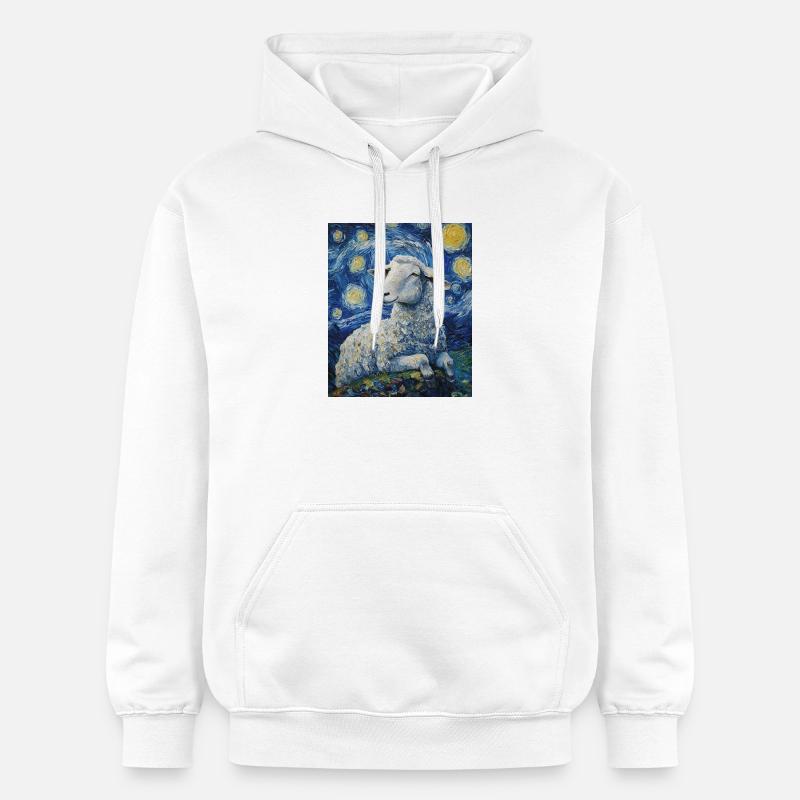 Mouton style Van Gogh Nuit étoilée - Sweat à capuche Softstyle® Gildan Unisexe - blanc