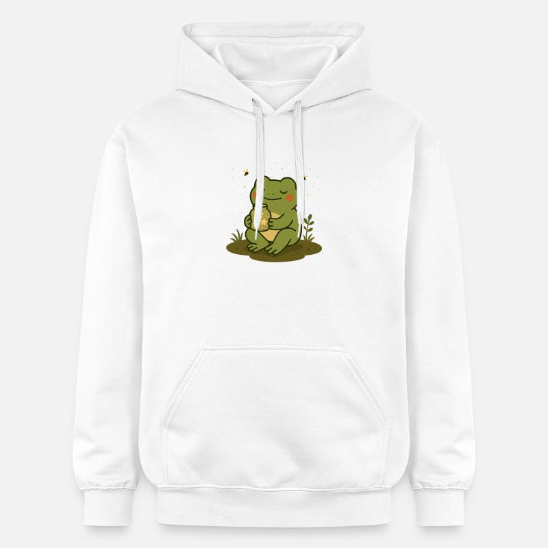 Grenouille avec verre étoilé – Design magique - Sweat à capuche Softstyle® Gildan Unisexe - blanc