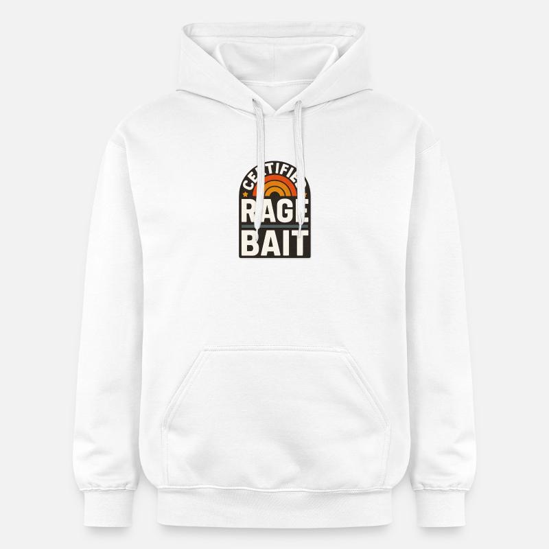 Rage Bait Patch Drôle de dicton - Sweat à capuche Softstyle® Gildan Unisexe - blanc