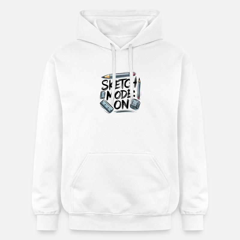 Sketch Mode: ON – Creative Mode Active - Gildan Unisex Softstyle® Midweight Hoodie - white