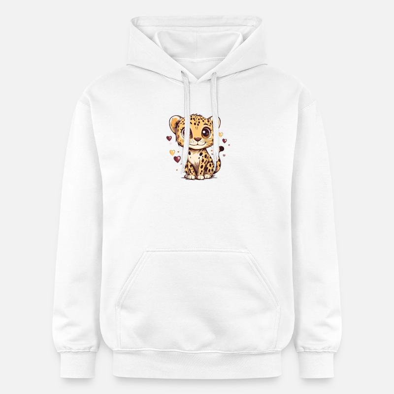 Mignon léopard garçon coeur design - Sweat à capuche Softstyle® Gildan Unisexe - blanc
