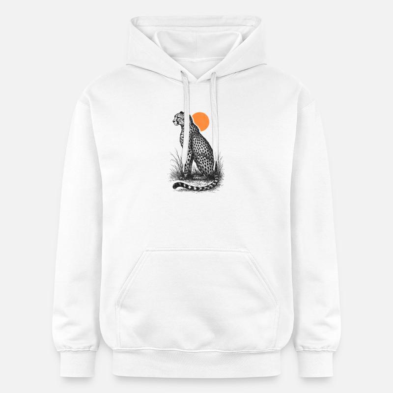 Guépard au coucher du soleil - Sweat à capuche Softstyle® Gildan Unisexe - blanc