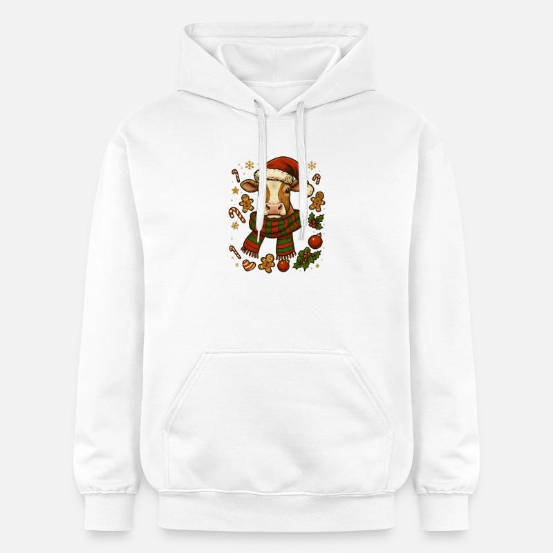 Vache à Noël - Sweat à capuche Softstyle® Gildan Unisexe - blanc