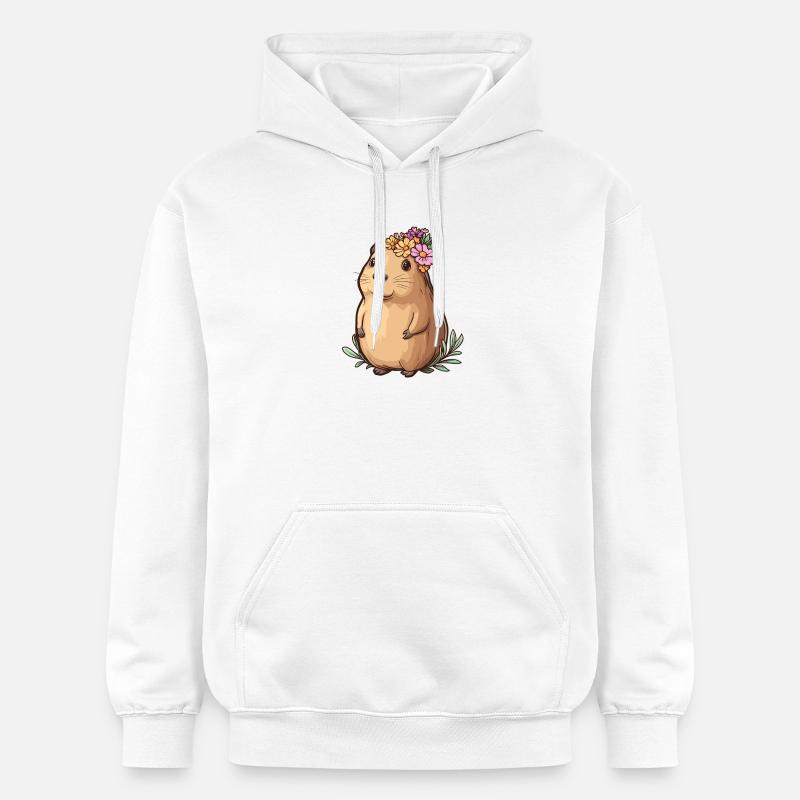 Kapibara avec couronne de fleurs - Sweat à capuche Softstyle® Gildan Unisexe - blanc