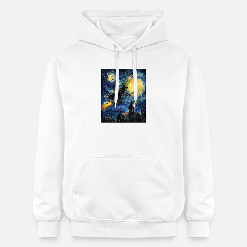 Sorcière Van Gogh Nuit étoilée - Sweat à capuche Softstyle® Gildan Unisexe - blanc