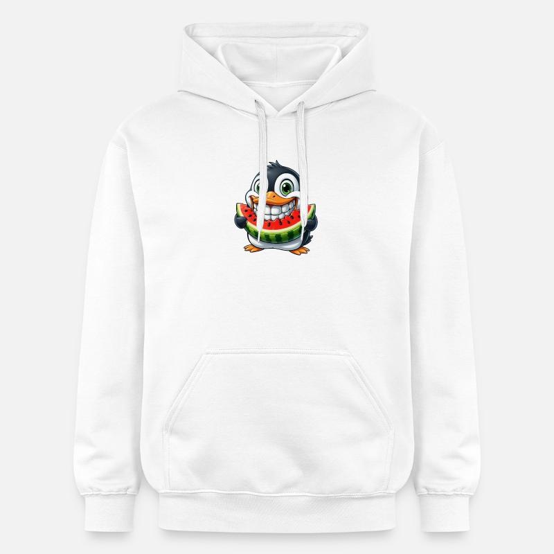 Pingouin joyeux avec pastèque fruit d’été - Sweat à capuche Softstyle® Gildan Unisexe - blanc