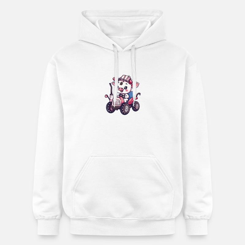 Éleveur de tracteurs de vaches - Sweat à capuche Softstyle® Gildan Unisexe - blanc