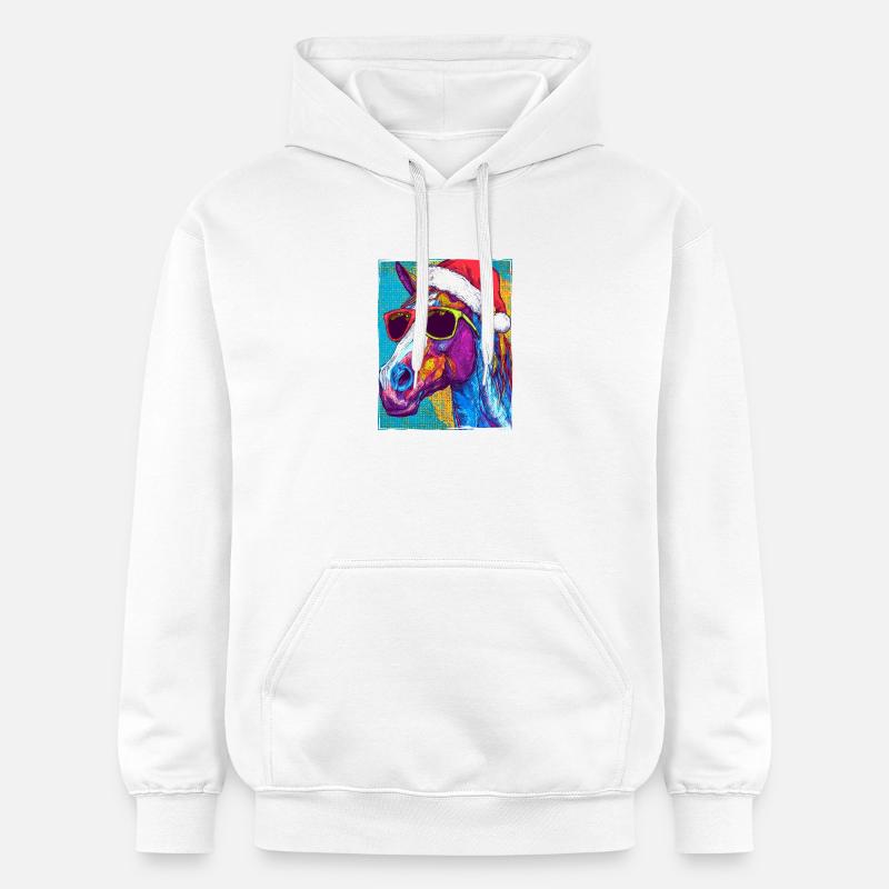 Portrait de Noël de cheval - Sweat à capuche Softstyle® Gildan Unisexe - blanc