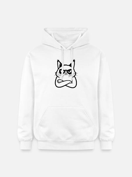 Cat Line Art Cartoon Illustration - Gildan Unisex Softstyle® Midweight Hoodie - white