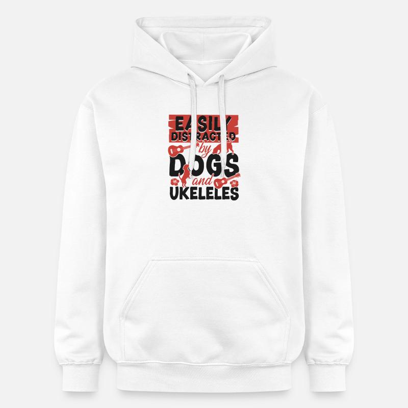 Ukulélé hawaïen Ukulélé Ukulélé Facilement - Sweat à capuche Softstyle® Gildan Unisexe - blanc