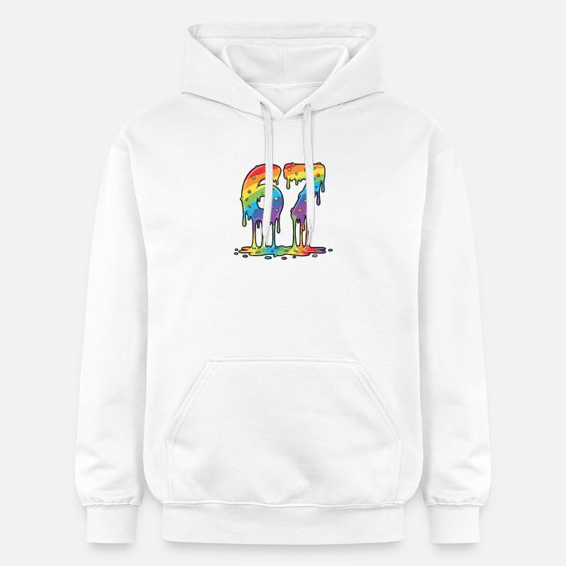 Célébration du mème Rainbow 67 - Sweat à capuche Softstyle® Gildan Unisexe - blanc